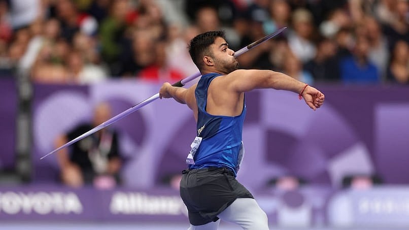 Indian javelin thrower Navdeep Singh at the Paris Paralympics 2024. - Photo: X | Defence News Of India